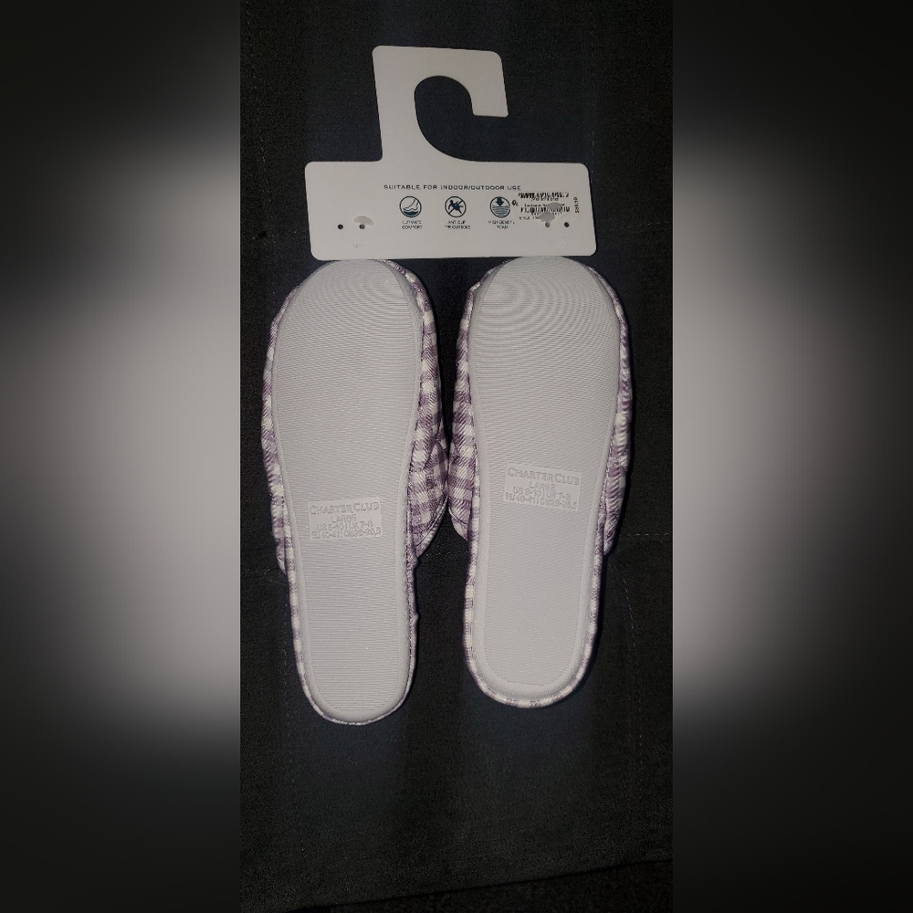 Charter Club Purple Checkered Slippers - Picture 2 of 2